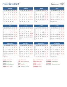 Calendrier 2025