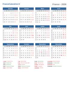 Calendrier 2026