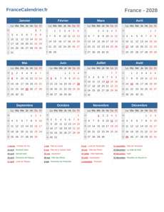 Calendrier 2028