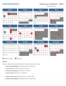 Vacances scolaires 2025