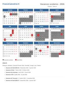 Vacances scolaires 2026